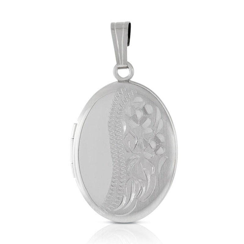 Hand Engraved Oval Locket in Sterling Silver image number 5