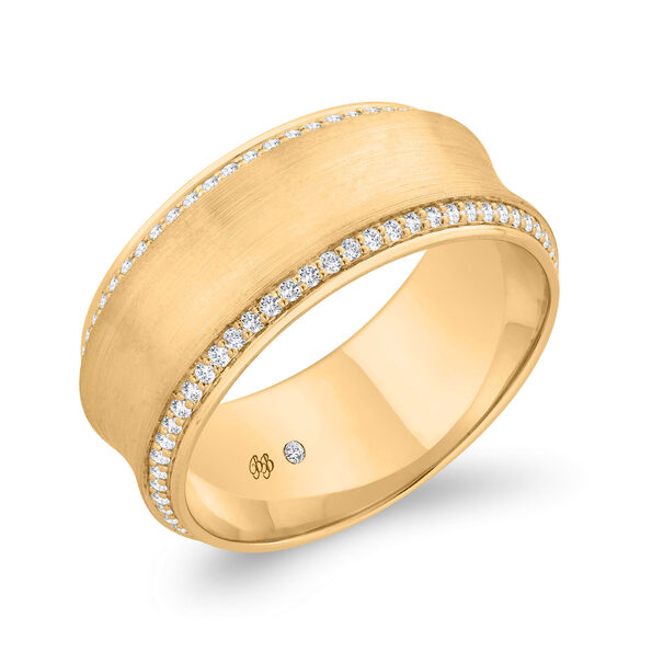 Bella Ponte Brushed Concave Diamond Band in 14K Yellow Gold