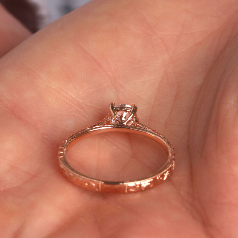 Rose Gold Diamond Engagement Ring 14K image number 3