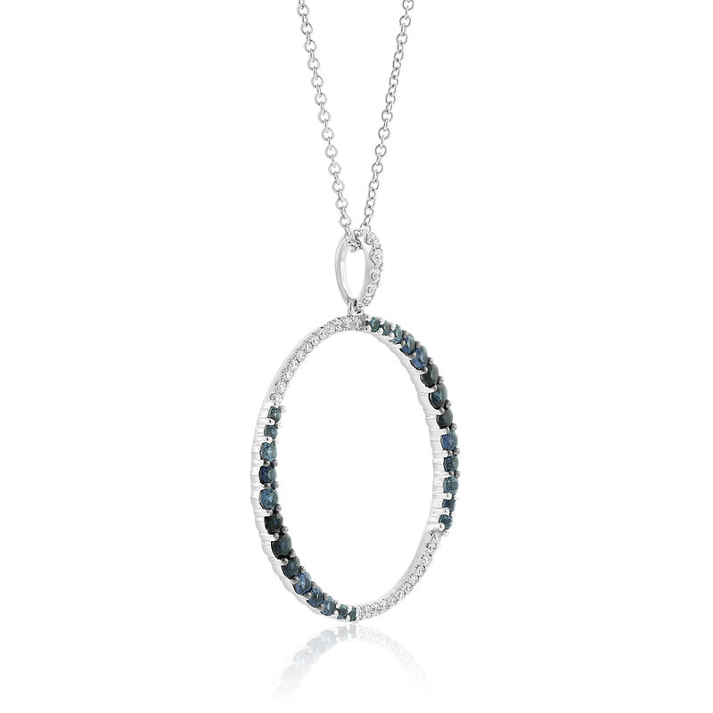 Sapphire & Diamond Circle Necklace 14K image number 3