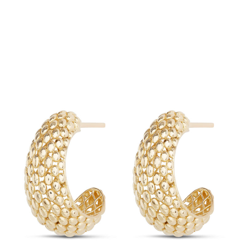 Toscano Quilted Hoop Post Earrings, 14K Yellow Gold image number 0