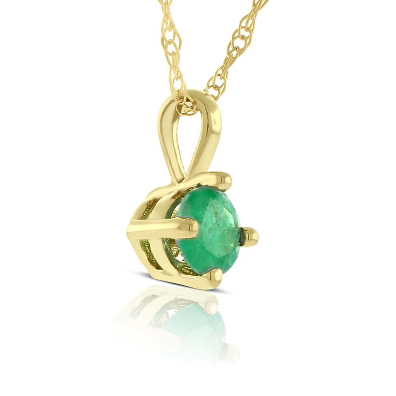 Round Emerald Pendant, 14K Yellow Gold image number 2
