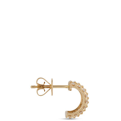 Classic Small Hoops with Round Diamonds, 8/10 Carat Total Weight, 14K Yellow Gold