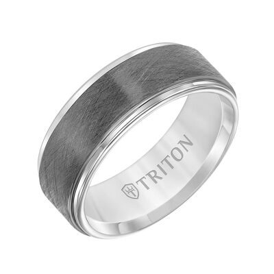 TRITON Comfort Fit Gunmetal Tungsten Band 8MM