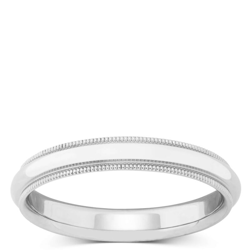 Polished Milgrain Edge Comfort Fit 3mm Band in Platinum image number 0