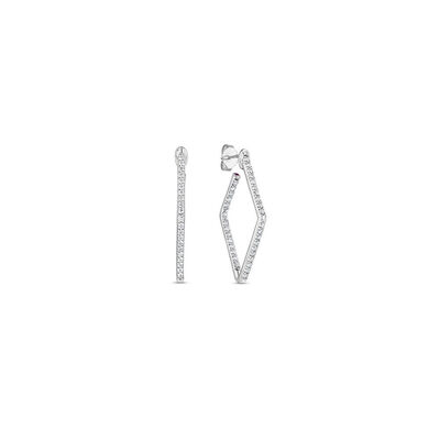 Roberto Coin Perfect Diamond Hoops Collection White Gold Diamonds Earrings 18K White Gold
