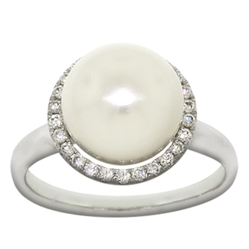 Freshwater Cultured Pearl & Diamond Ring 14K image number 7