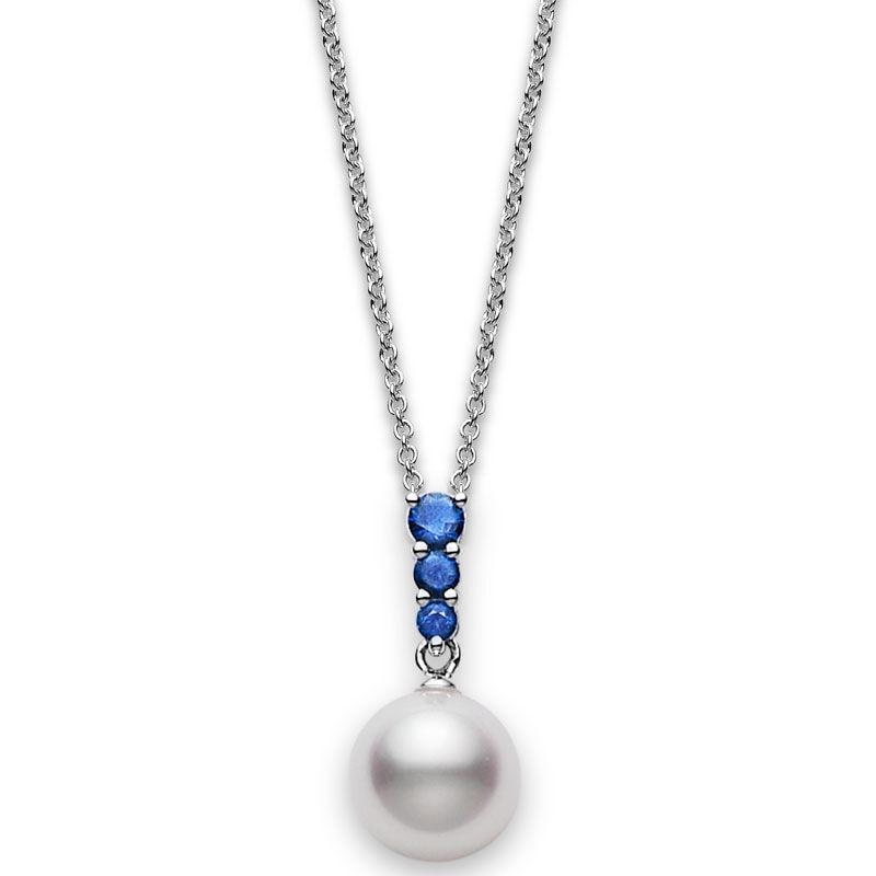 Mikimoto Akoya Cultured Pearl & Sapphire Necklace 18K image number 1