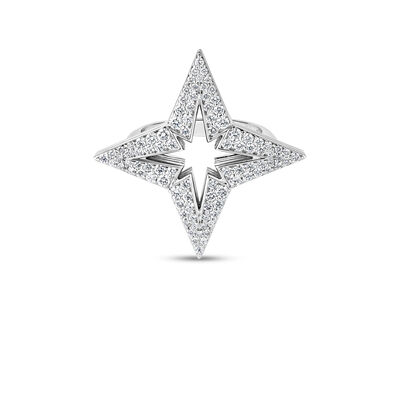 Roberto Coin 18K White Gold Stardust Medium Pave Diamond Star Ring
