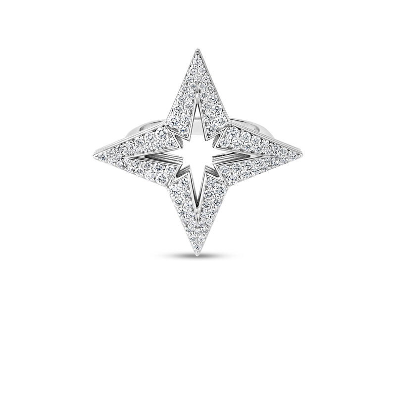 Roberto Coin 18K White Gold Stardust Medium Pave Diamond Star Ring image number 0