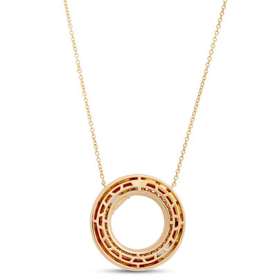 Open Center Circle Pendant with Diamonds, 1 Carat, 14K Yellow Gold