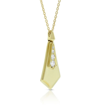 Jade Trau for Ben Bridge Signature Diamond Solid Shield Necklace 18K