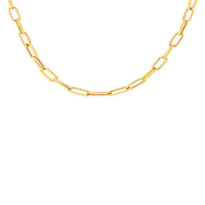 Roberto Coin 18K Yellow Gold Designer Gold Alternating Polished And Fluted Paperclip Link Chain Necklace