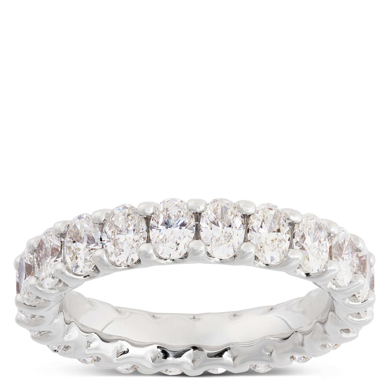 Oval Cut Diamond Eternity Ring, 14K White Gold Size 7 image number 0
