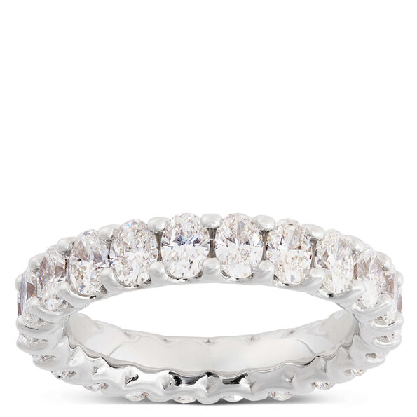 Oval Cut Diamond Eternity Ring, 14K White Gold Size 7