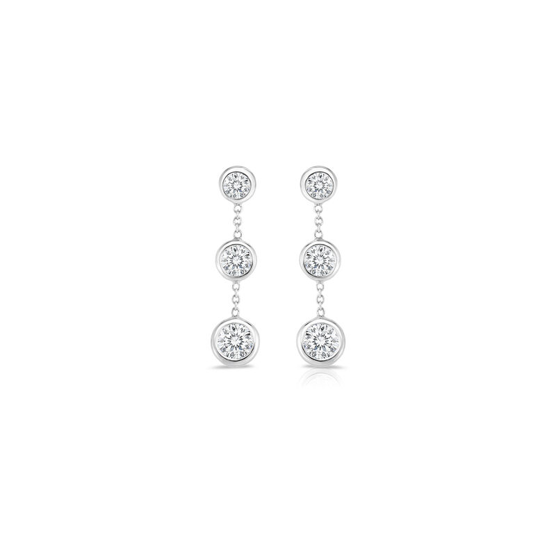 Roberto Coin 18K White Gold Tiny Treasures Three Bezel Dangle Earrings image number 1