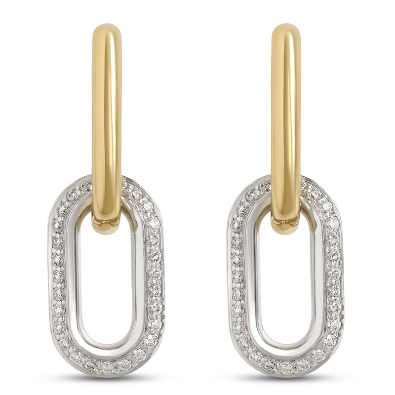 Toscano Paperclip Hoop Earrings, 2/3 Carat Total Weight, 18K Yellow and White Gold image number 0