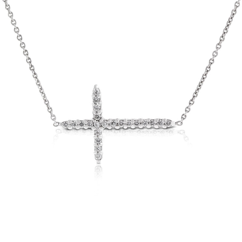 Roberto Coin Tiny Treasures Sideways Cross Necklace 18K image number 1