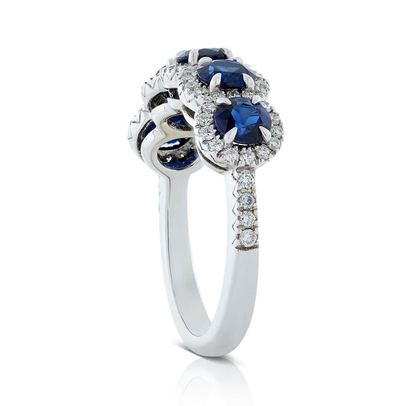 5-Stone Sapphire & Diamond Halo Ring 18K image number 2