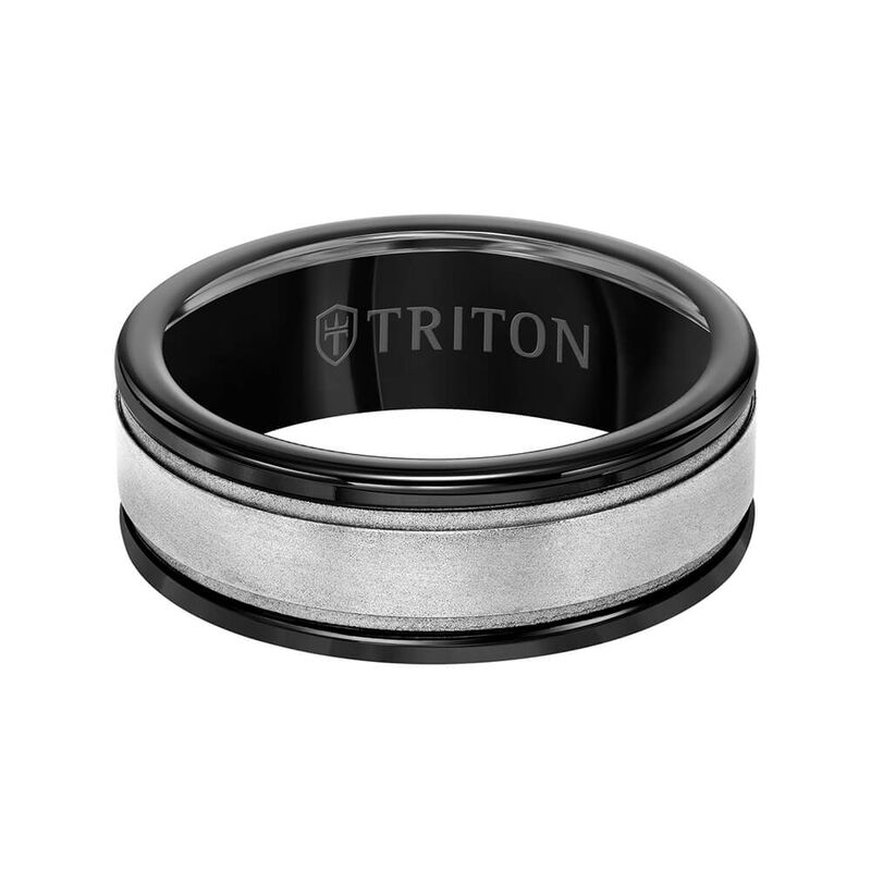 TRITON Custom Comfort Fit Band in Black Tungsten & 14K, 8 mm image number 1