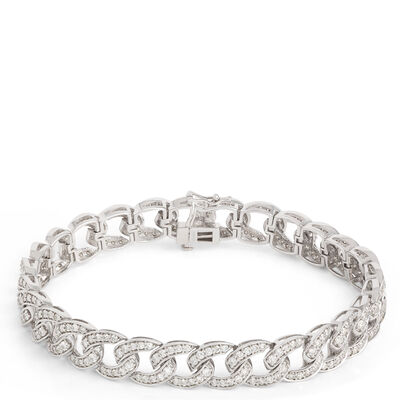 Curb Link Diamond Bracelet, 6 Carat Total Weight, 14K White Gold