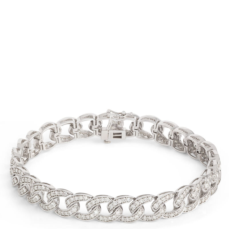 Curb Link Diamond Bracelet, 6 Carat Total Weight, 14K White Gold image number 0