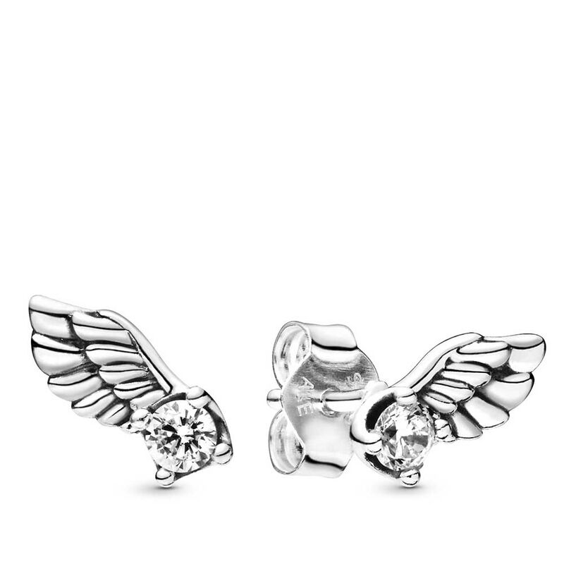 Pandora Sparkling Angel Wing CZ Stud Earrings image number 1