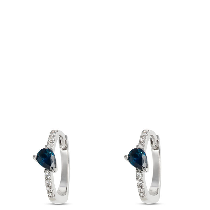 Pear Shaped Sapphire Earrings, 14K White Gold image number 0