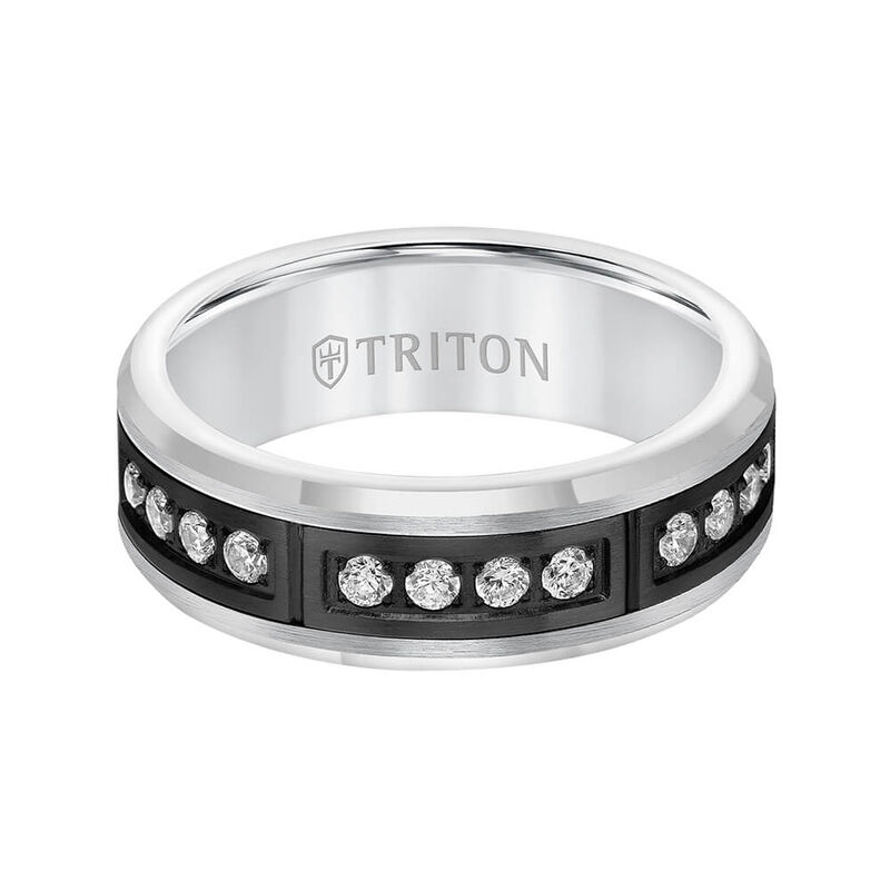 TRITON Stone Comfort Fit Channel Set Diamond Band in Tungsten, 7 mm image number 2