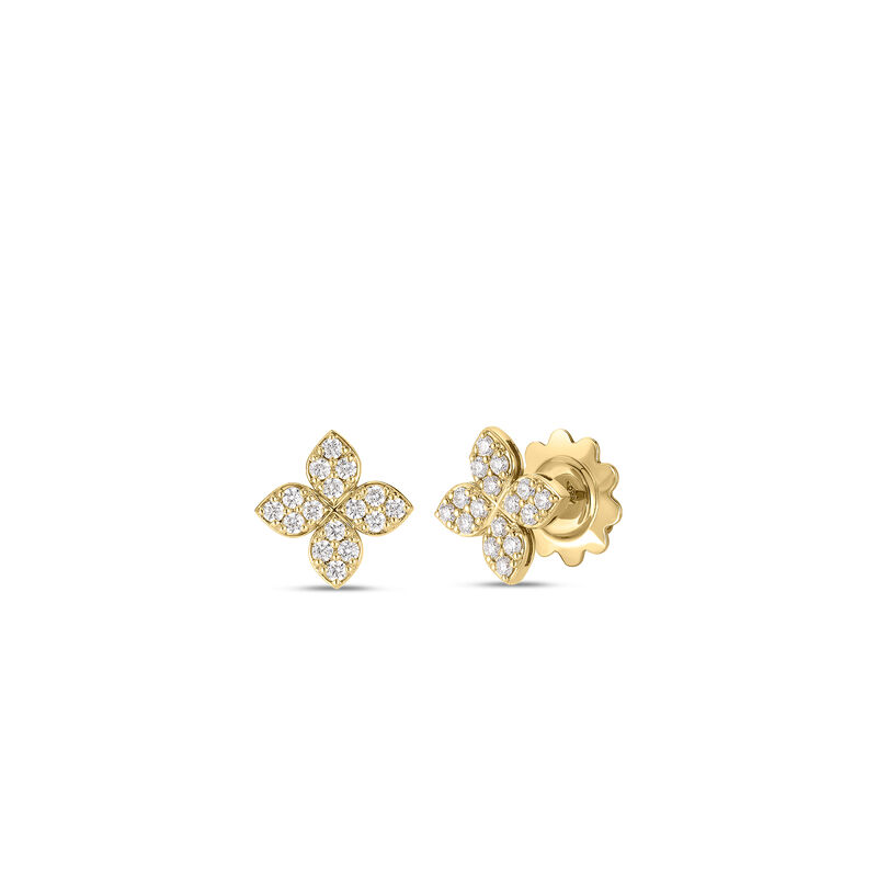 Roberto Coin 18K Yellow Gold Love In Verona Medium Pave Diamond Flower Stud Earrings image number 0