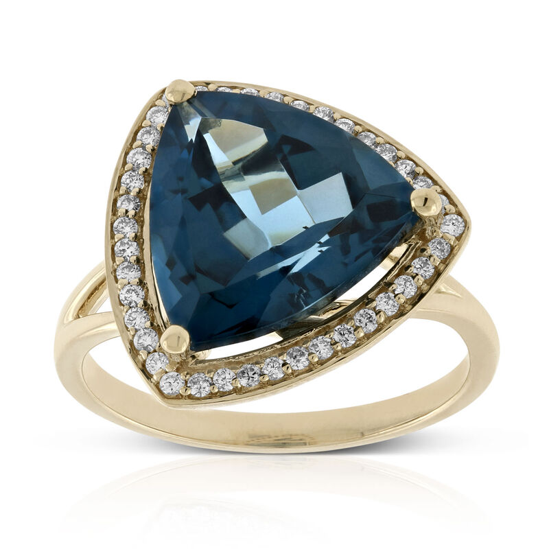 Blue Topaz & Diamond Ring 14K image number 0