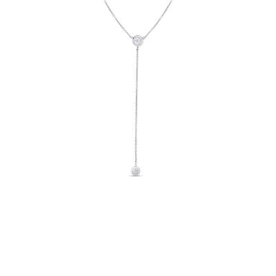 Roberto Coin 18K White Gold Diamonds By The Inch Dangle Bezel Necklace