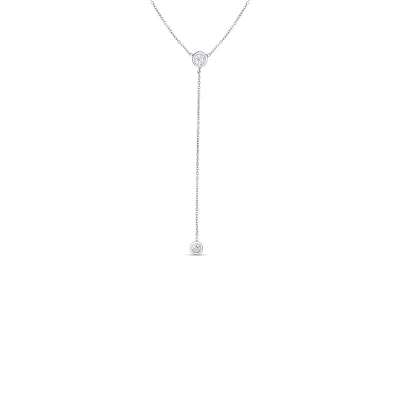 Roberto Coin 18K White Gold Diamonds By The Inch Dangle Bezel Necklace image number 0
