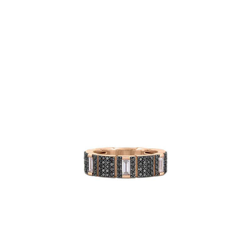 Roberto Coin 18k Rose Gold Obelisco Pave Black and White Diamond Ring image number 0