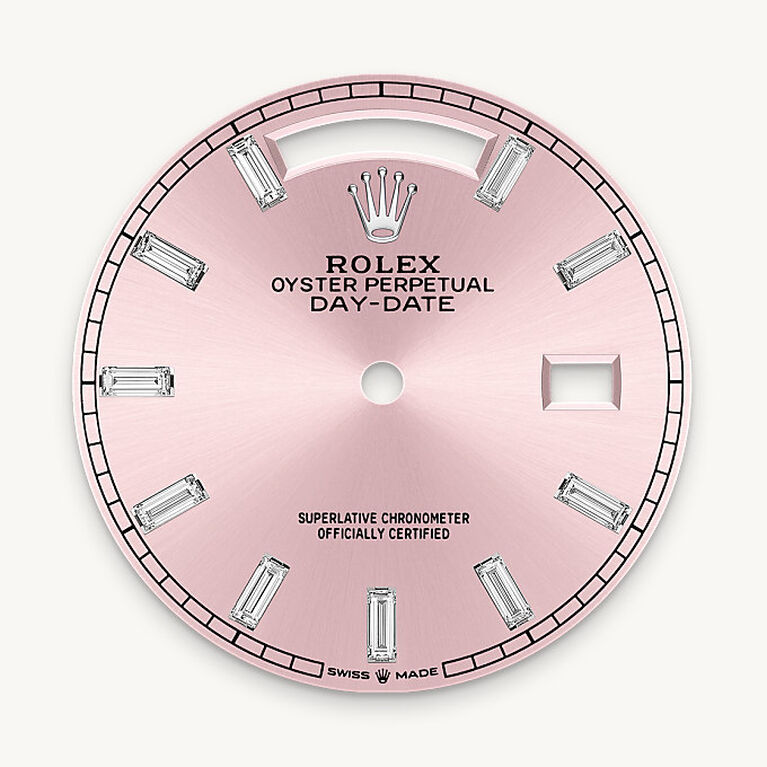 rolex day-date in 18 ct white gold, m128399tbr-0029 - pink dial - ben bridge