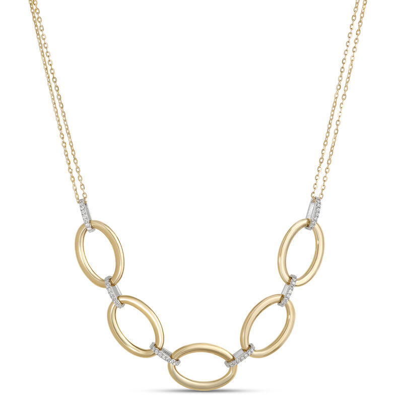 Toscano with Diamonds Oval Link Necklace, 18K Yellow Gold image number 0