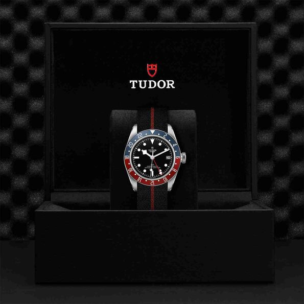TUDOR Black Bay GMT Watch, Steel Case Black Dial Fabric Strap, 41mm