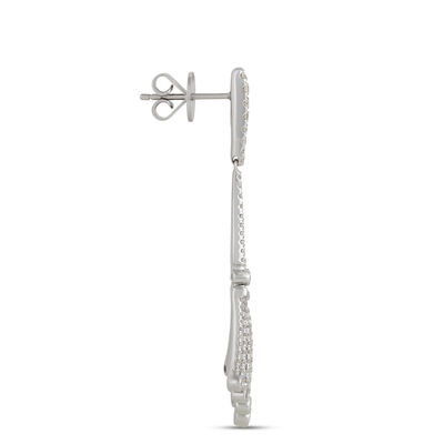 Classic Fan Diamond Dangle Earrings, 1 &frac12; Carat Total Weight, 14K White Gold
