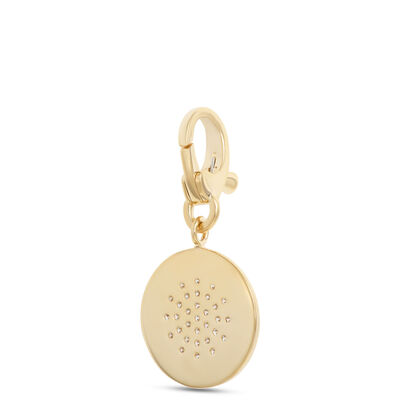 Starburst Diamond Cluster Disc Pendant, 14K Yellow Gold