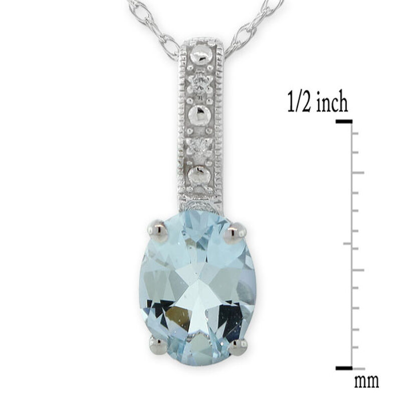 Aquamarine & Diamond Pendant 14K image number 3
