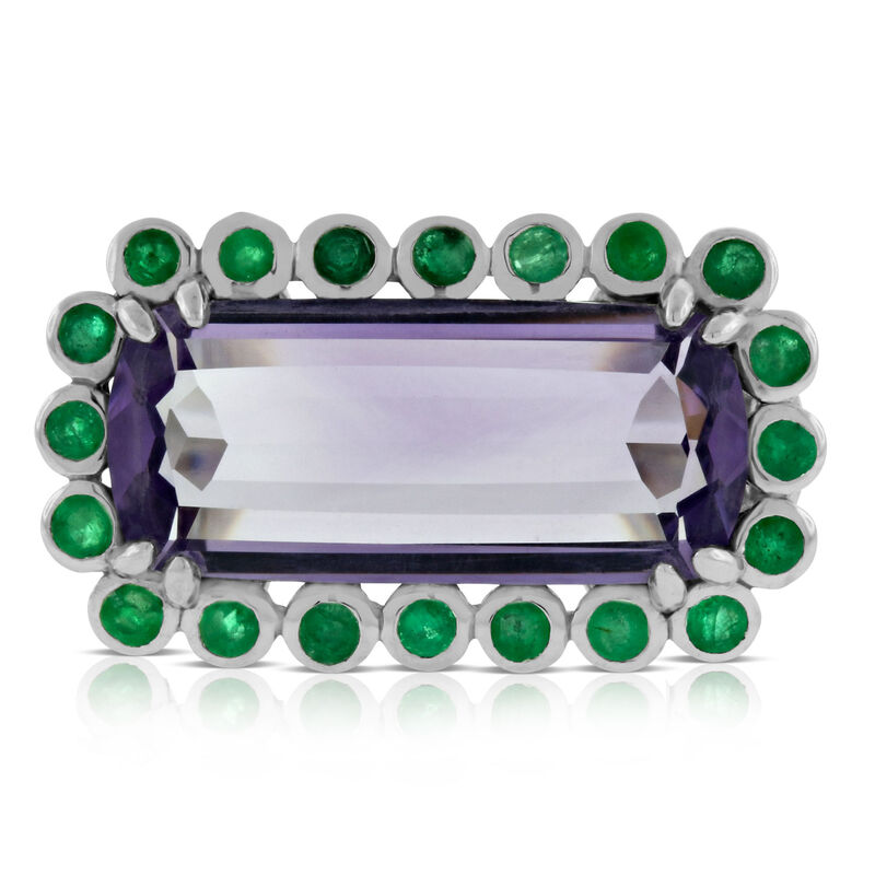 Lisa Bridge Amethyst & Emerald Ring image number 1