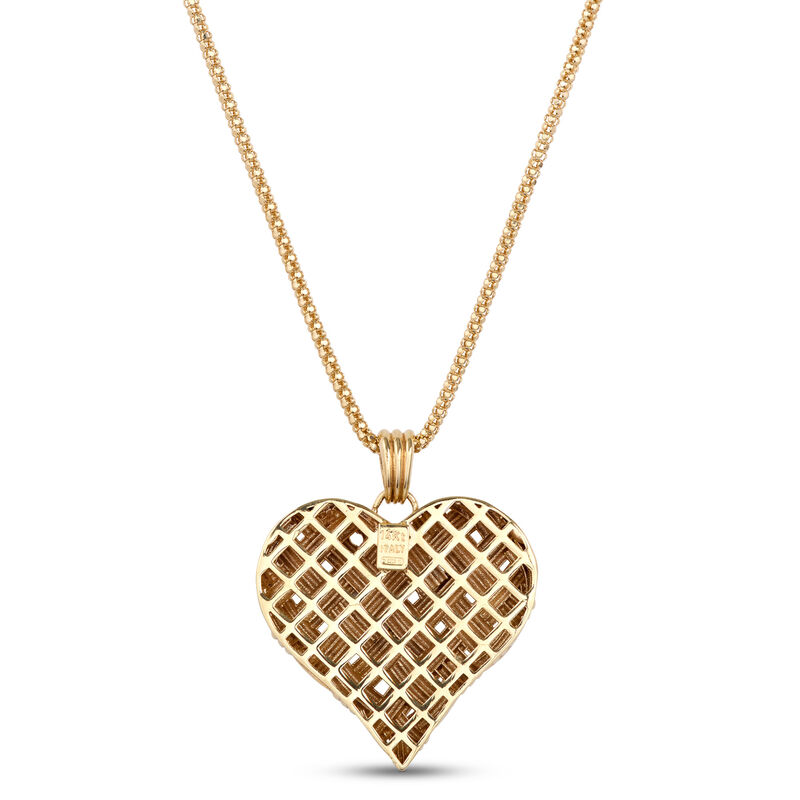 Toscano Basket Weave Heart Pendant Necklace, 14K Yellow Gold image number 2