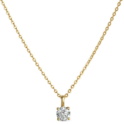 Classic Round Diamond Pendant, &frac14; Carat Total Weight, 14K Yellow Gold