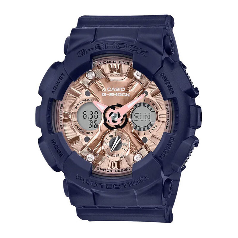 G-Shock S-Series Blue Strap Rose PVD Dial Watch, 44.7mm image number 1