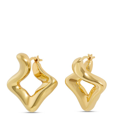 Toscano Front to Back Geo Shaped Hoops, 14K Yellow Gold