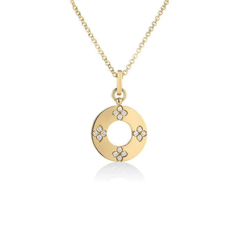 Roberto Coin 18K Yellow Gold Love In Verona Diamond Flower Circle Necklace image number 0