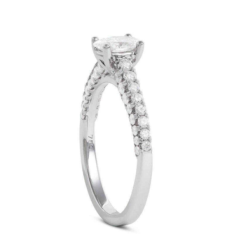 Oval Cut Diamond Engagement Ring, 18K White Gold image number 2