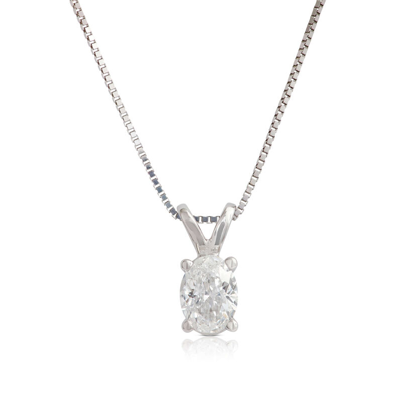 Oval Diamond Solitaire Pendant 14K, 1/3 ct. image number 1