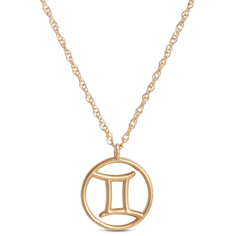 Gemini Zodiac Sign Pendant Necklace, 14K Yellow Gold image number 0