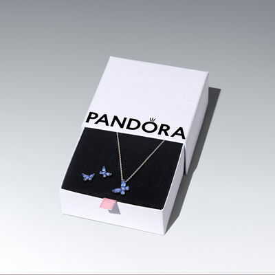 Pandora Sparkling Blue Butterfly Jewelry Gift Set